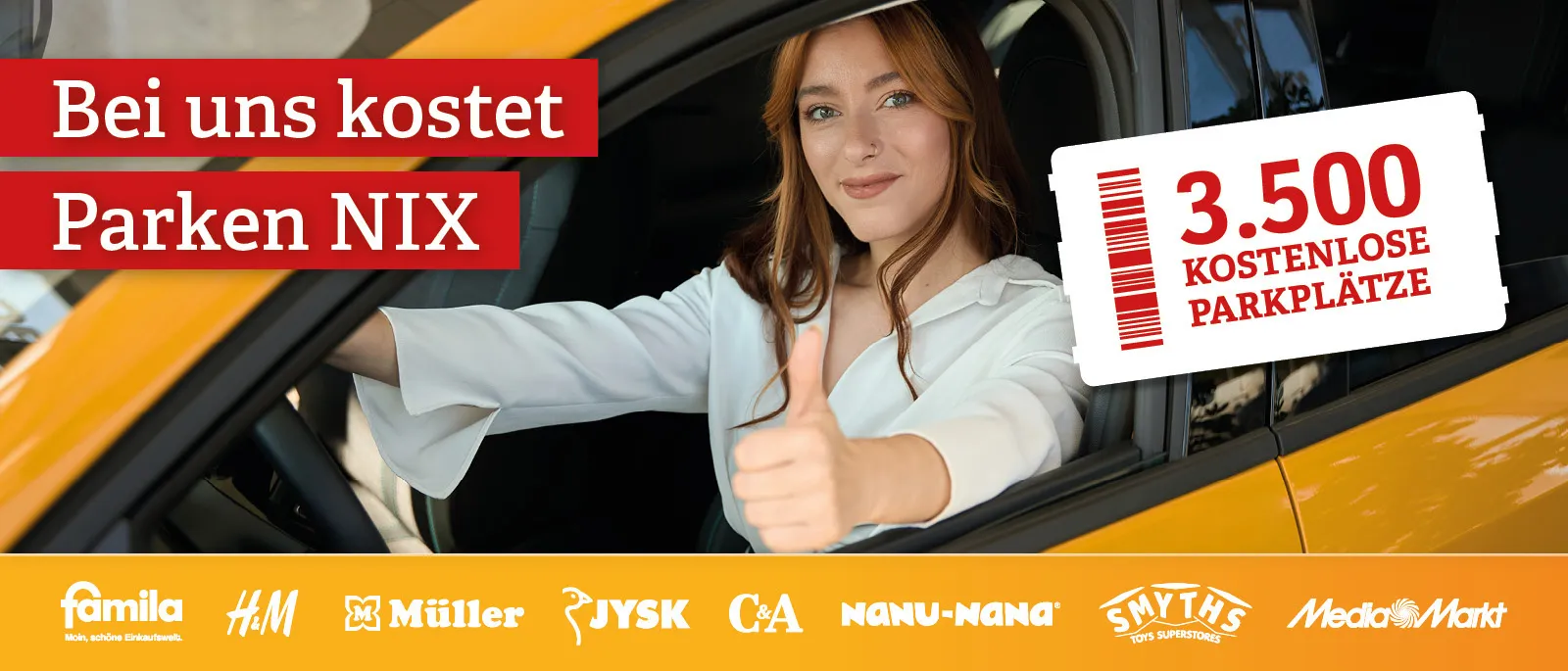3.500 kostenlose Parkplätze im Einkaufsland – Parken gratis!