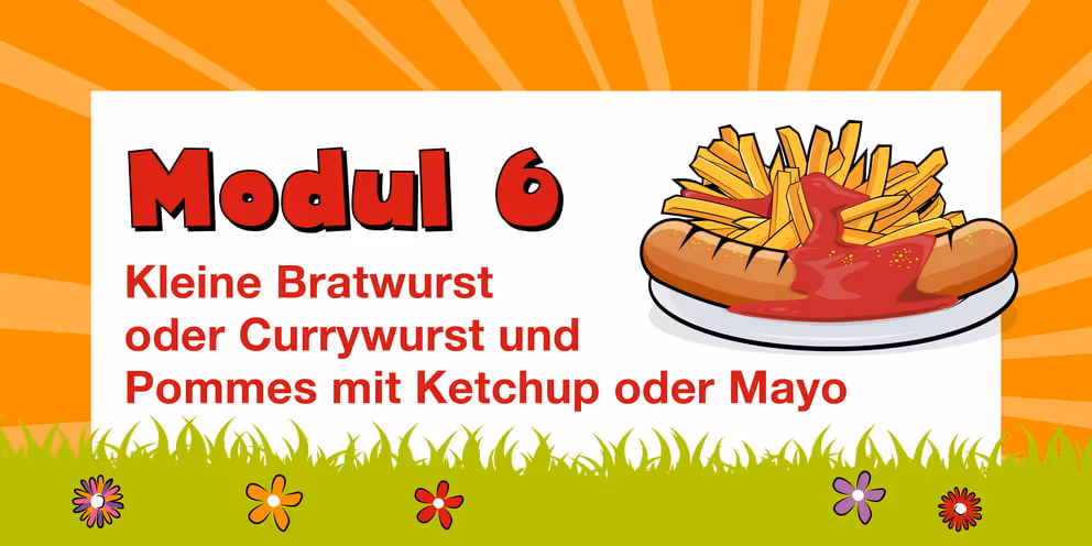 Eine Überschriftgrafik zeigt einen Teller mit Pommes und einer Currywurst.