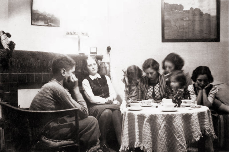 Caelia Loos with some of ther students during WWII
