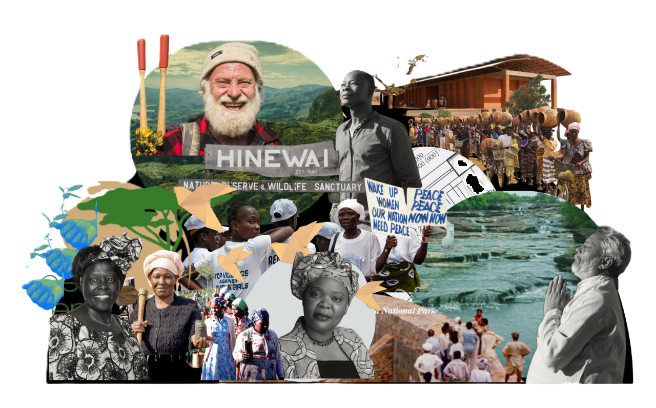 Examples of global challenges steering collective intelligence beyond nation-states: the Kéré Foundation in Burkina Faso facilitating community-based infrastructure; Tarun Bharat Sangh in India leading water conservation for health and livelihoods; the Women of Liberia Mass Action for Peace ending civil war; and Kenya’s Green Belt Movement promoting reforestation for ecological health and sustainable livelihoods