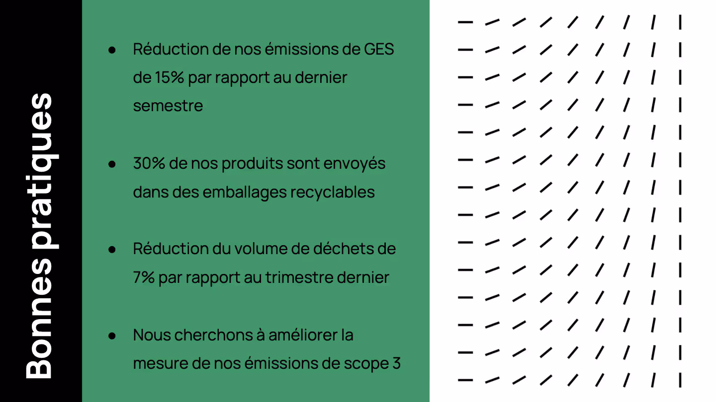 Texte expliquant les bonnes pratiques pour éviter le greenwashing et comment communiquez sur des données chiffrées, concrètes et spécifiques