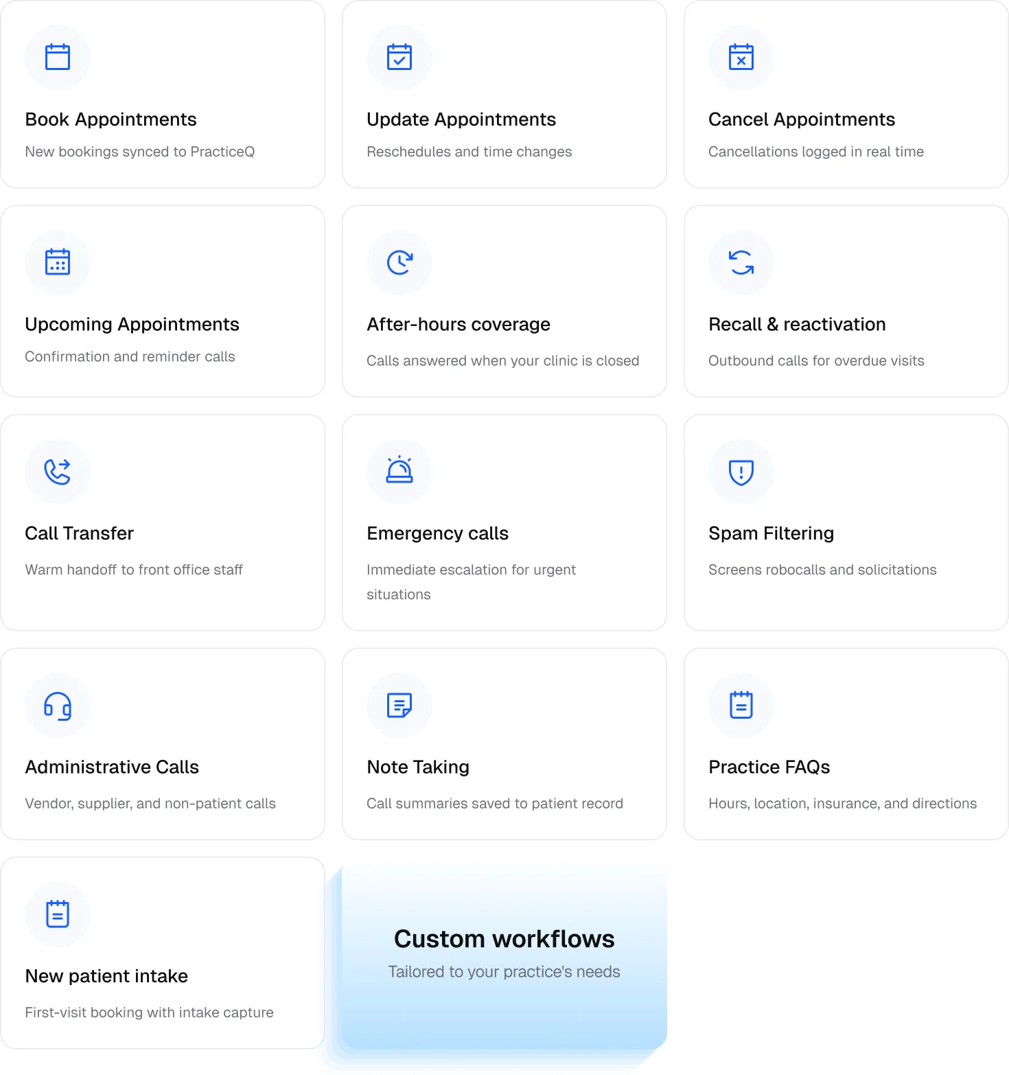 PracticeQ workflows