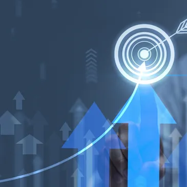 chart or arrows increasing, bullseye on the top mark, get the value