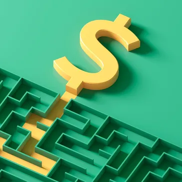 find the value, dollar icon as an exit from a maze
