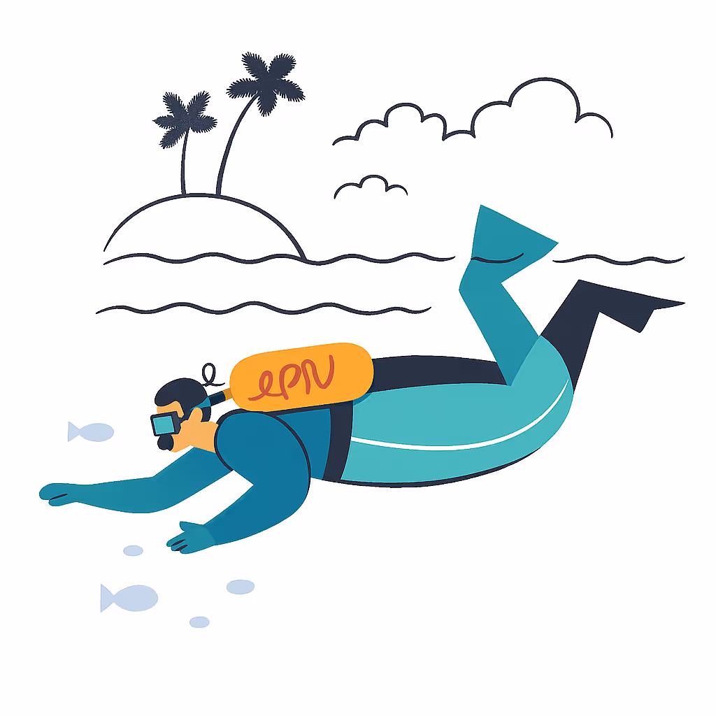 A cute illustration of a diver.