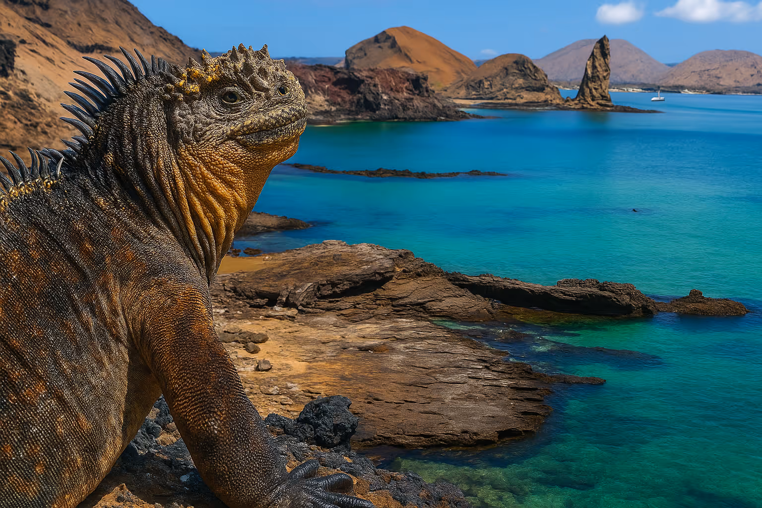 Marine Iguana sunbathing in Galapagos, Ecuador
