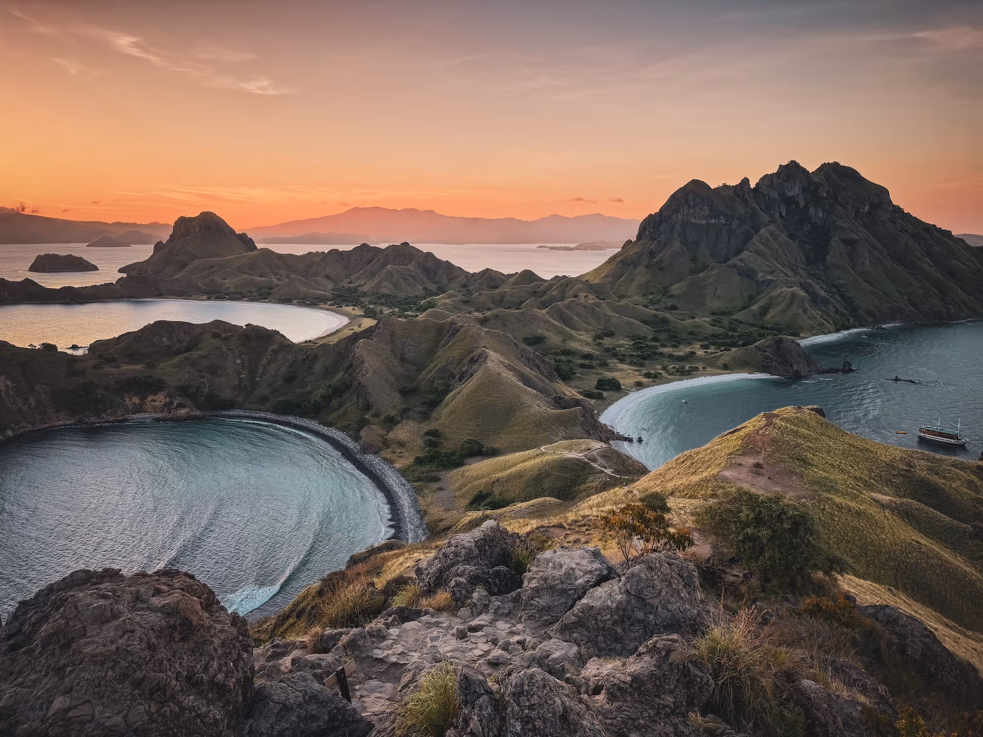 Padar island in Komodo National Park at sunset, Indonesia
