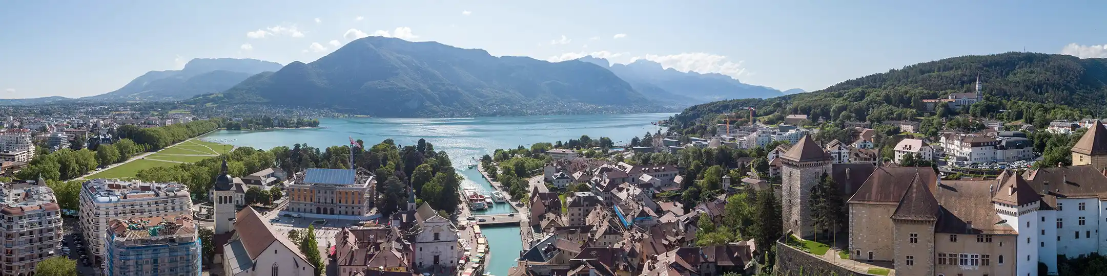 Vue aerienne d'annecy avec le lac