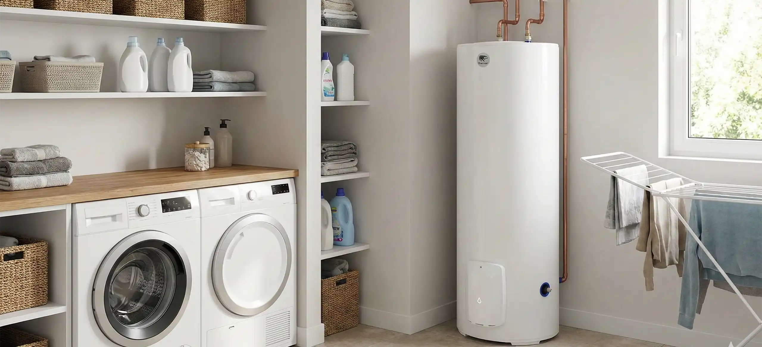 chauffe-eau thermor duralis ACI connect installé dans une buanderie