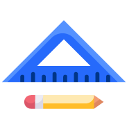 Illustratie van een geodriehoek en potlood