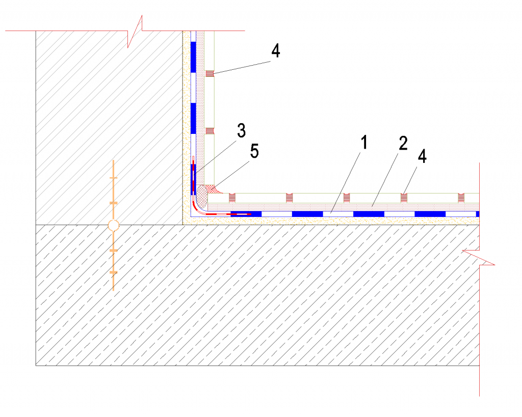 3.50.15 Vnitřní bazén – styk dna se stěnou – třída zatížení: A