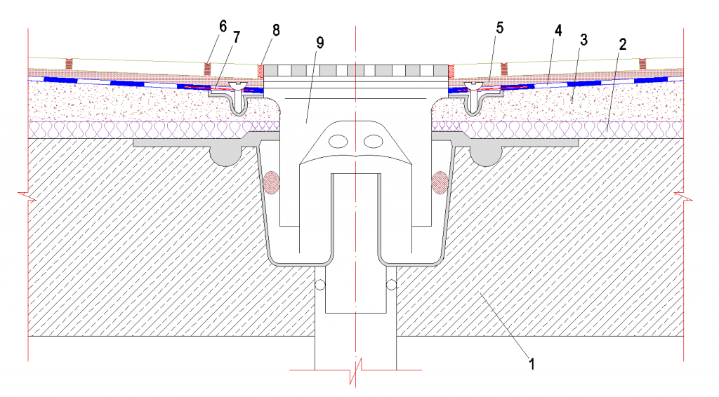 3.410.1 Utěsnění podlahové vpusti ASOFLEXem-AKB ve vlhkých prostorách