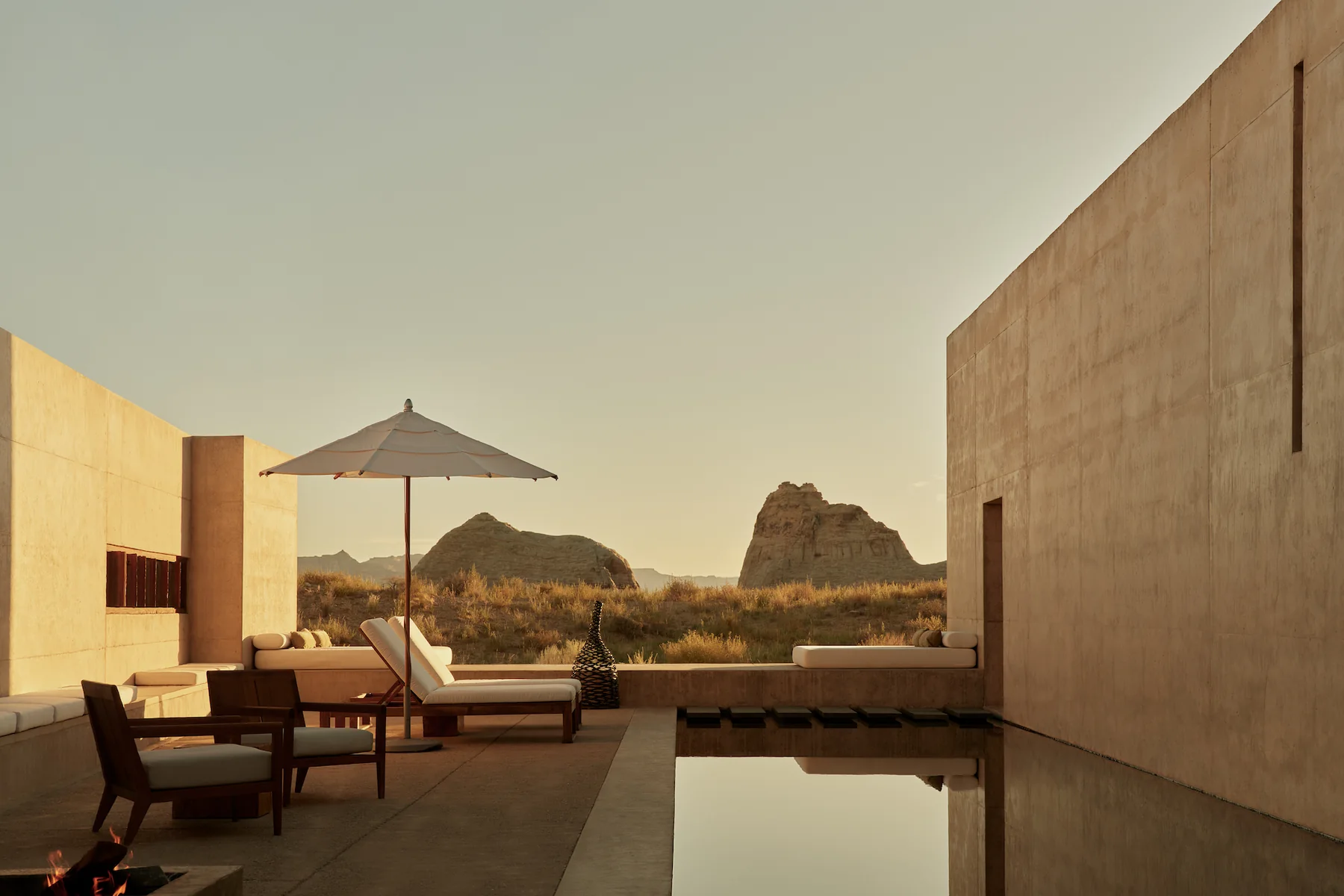 The pool and desert terrace at Amangiri on the Colorado Plateau