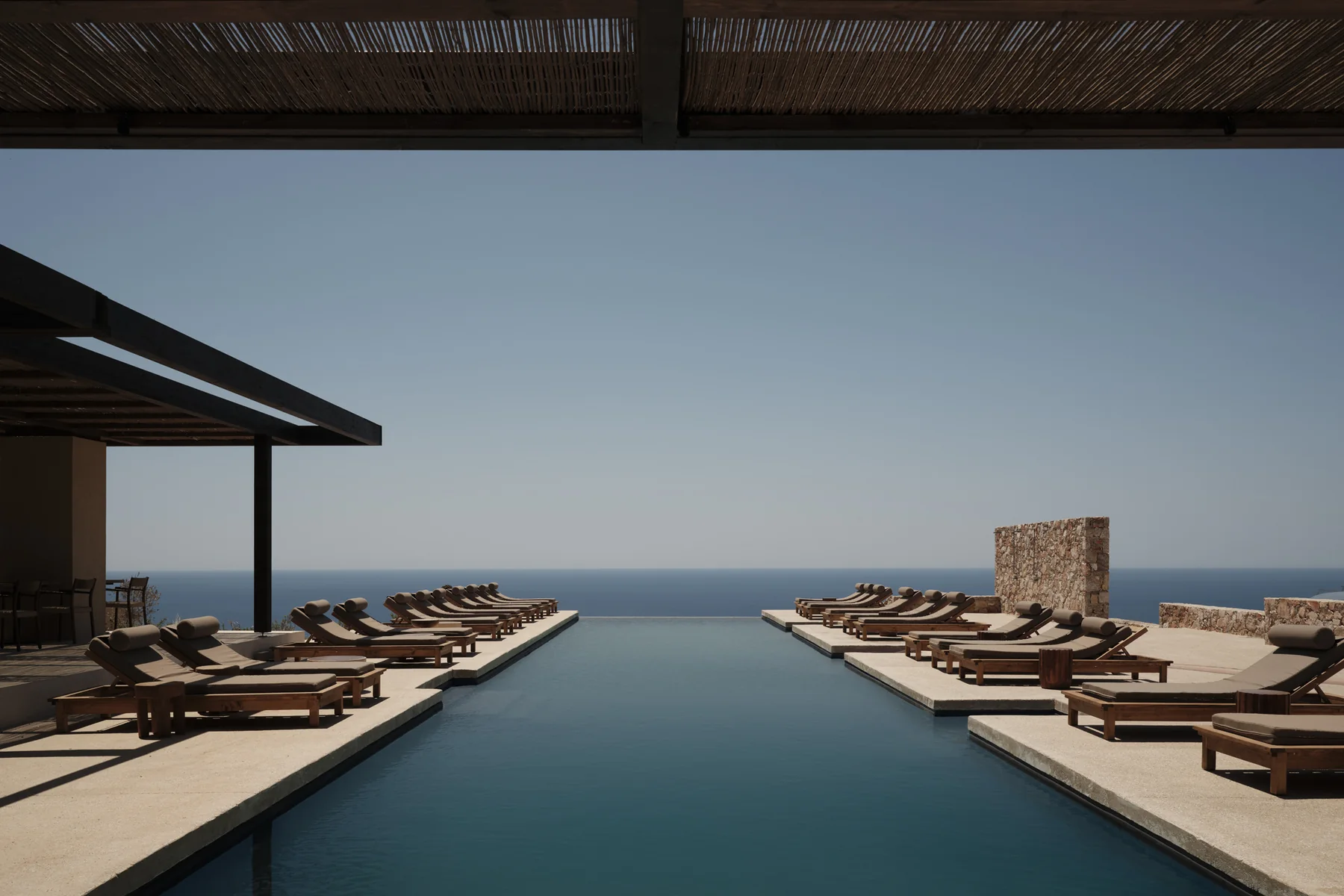 The infinity pool above the Aegean at Gundari, Folegandros