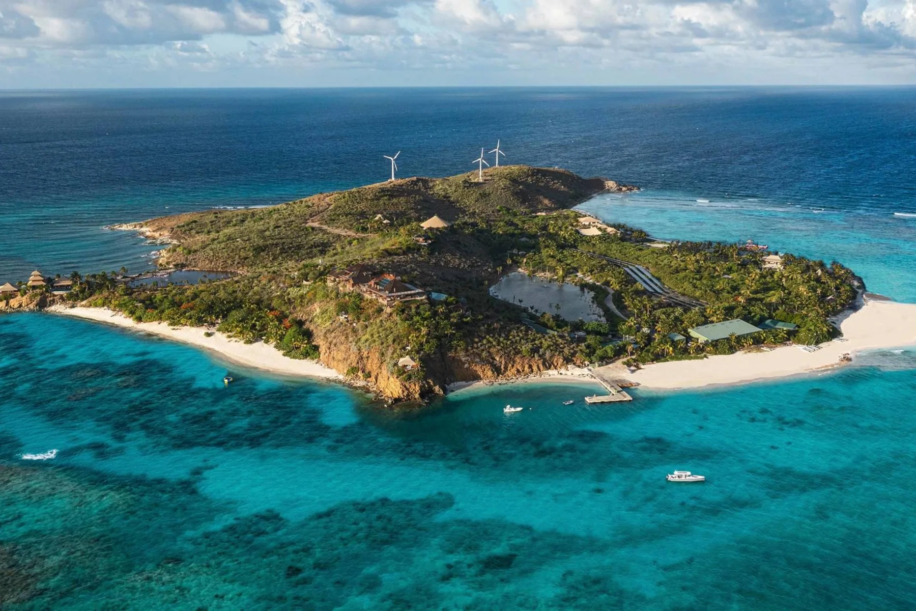 Aerial view of Necker Island in the British Virgin Islands, part of the ALS Private portfolio