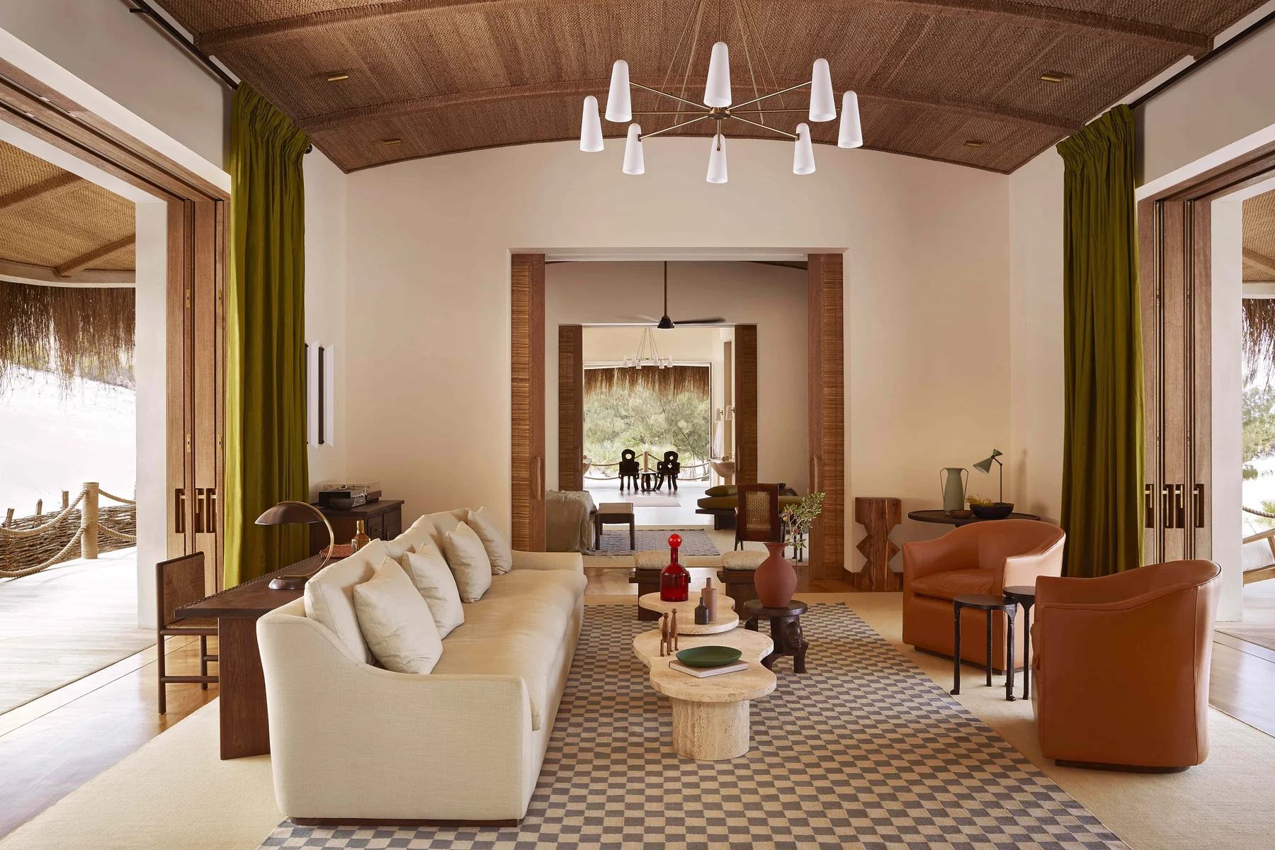 Living room interior at a Kisawa residence, Mozambique