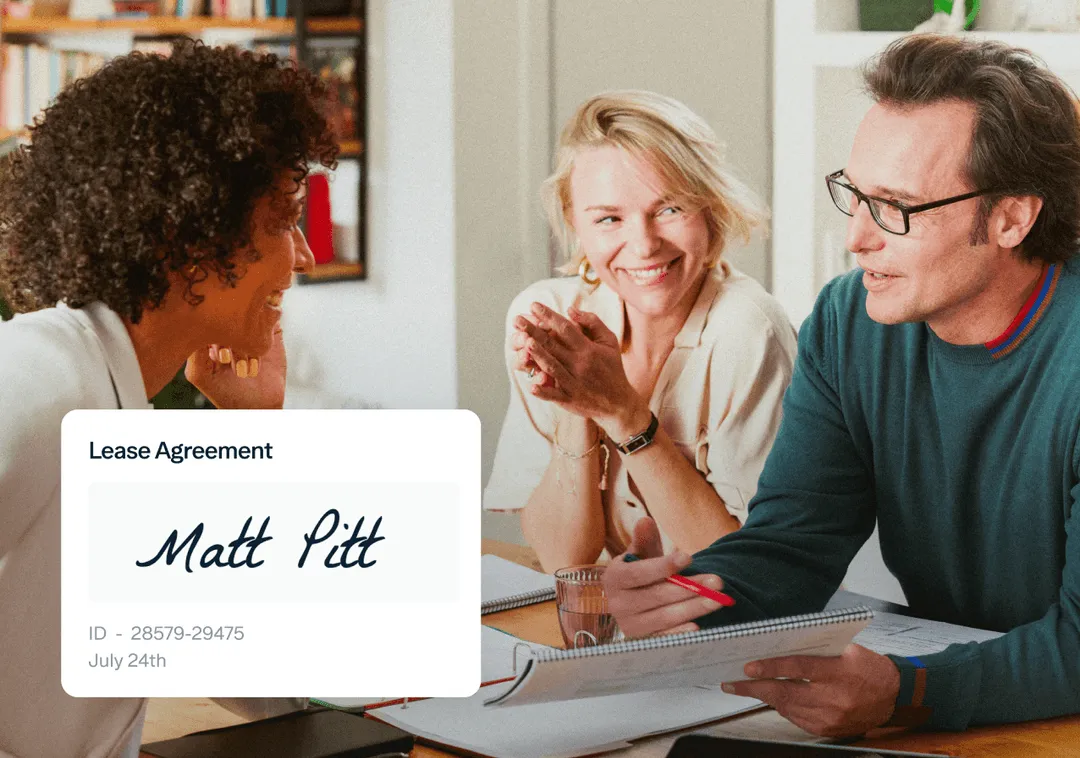 Digital lease agreement e-signing process in modern home setting