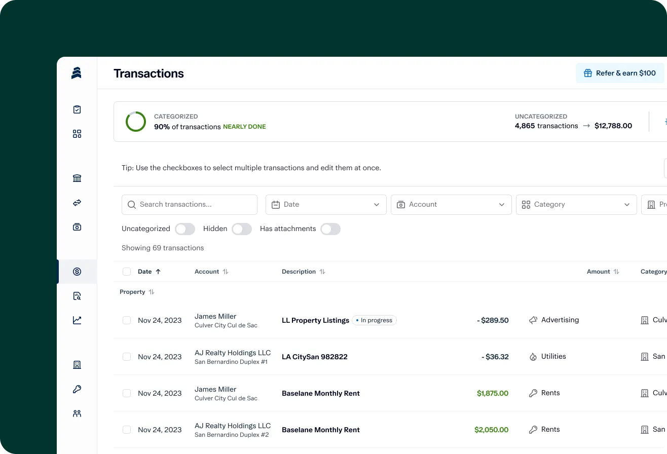 Built-in bookkeeping & rent collection