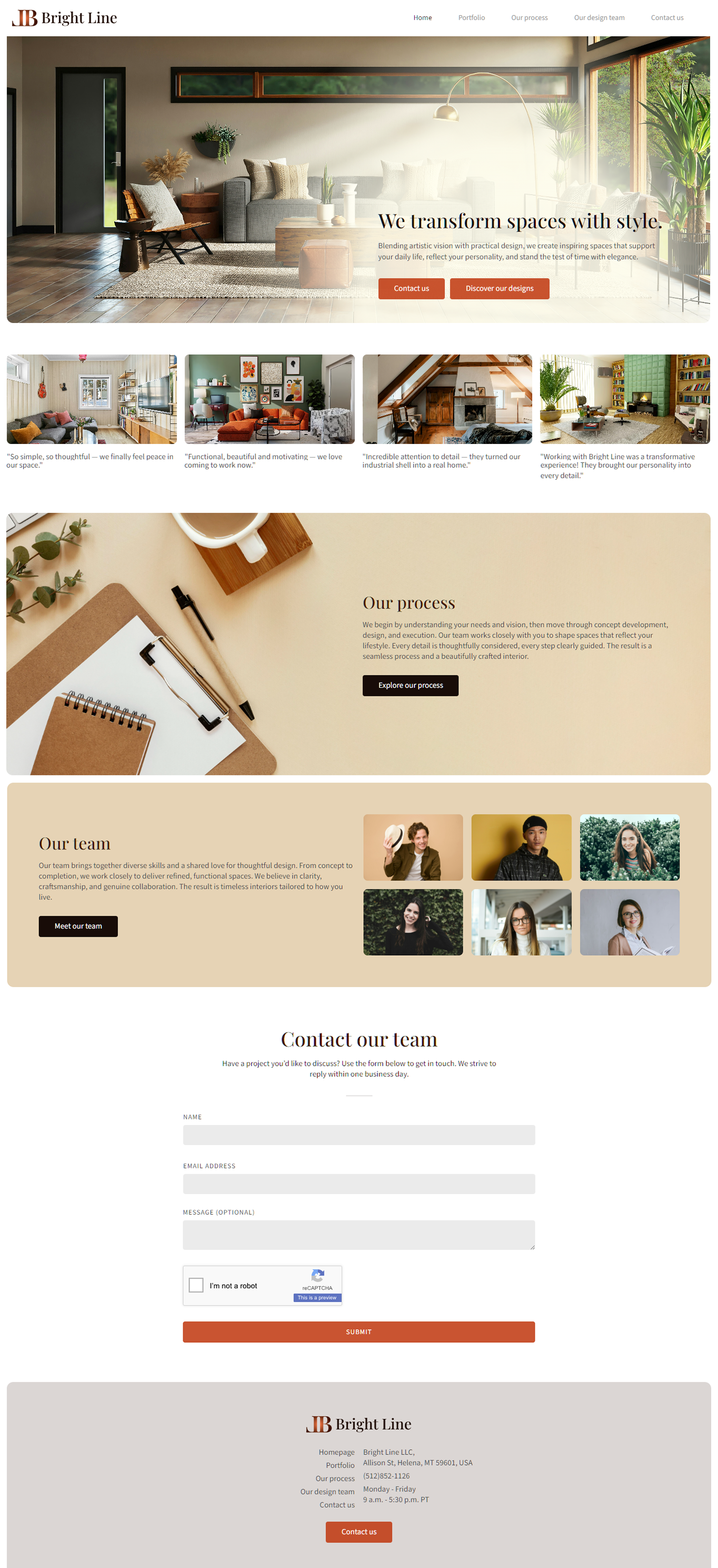 Screenshot of the home page