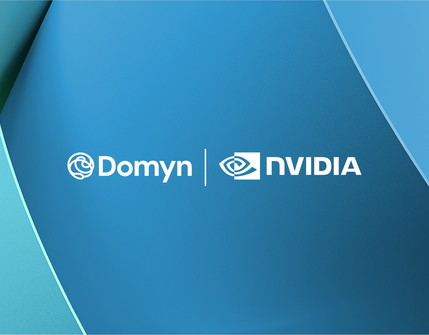 A geometric abstract image in the background, domyn and nvidia logos on the foreground