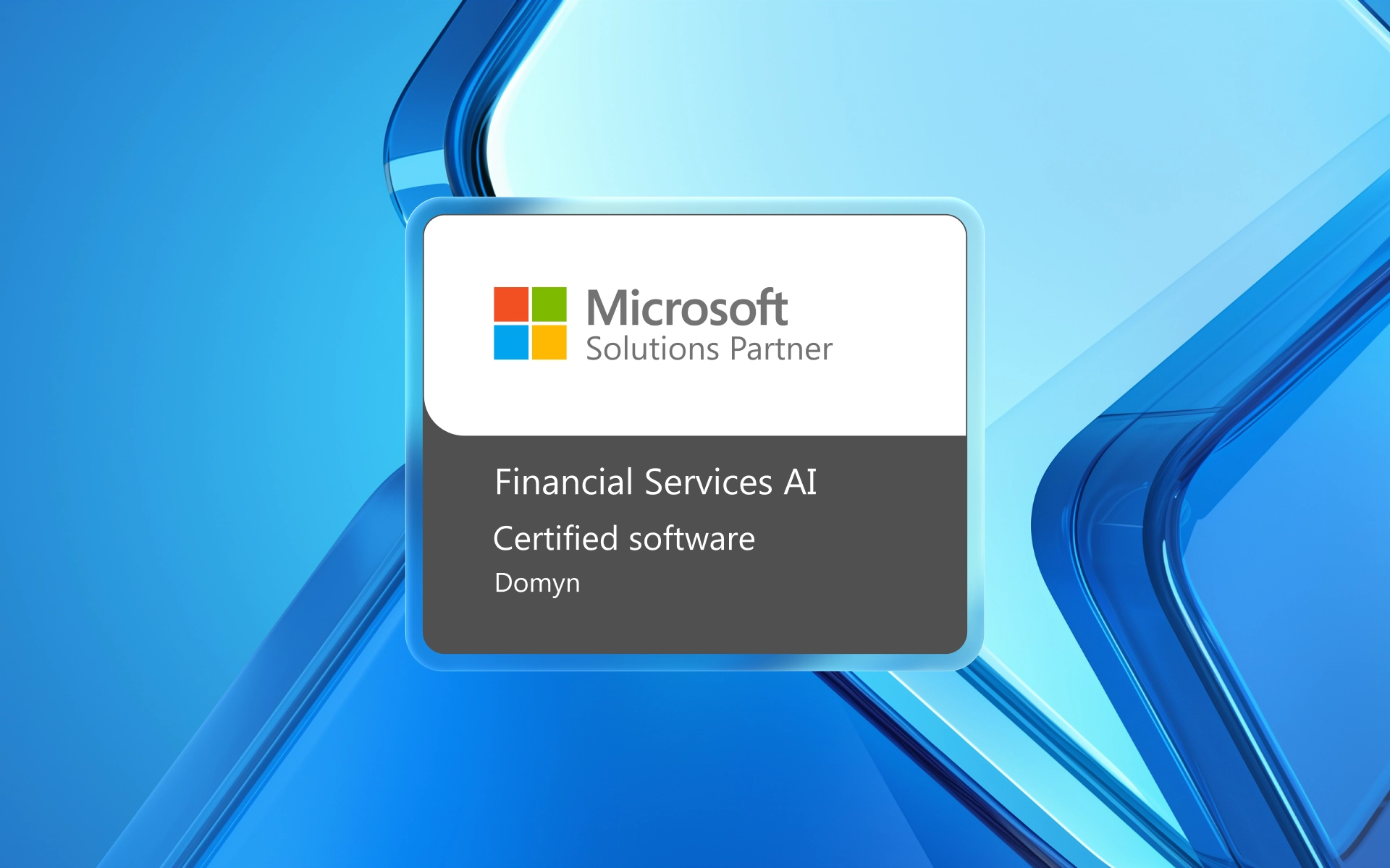 Microsoft solutions partner badge on geometric shapes