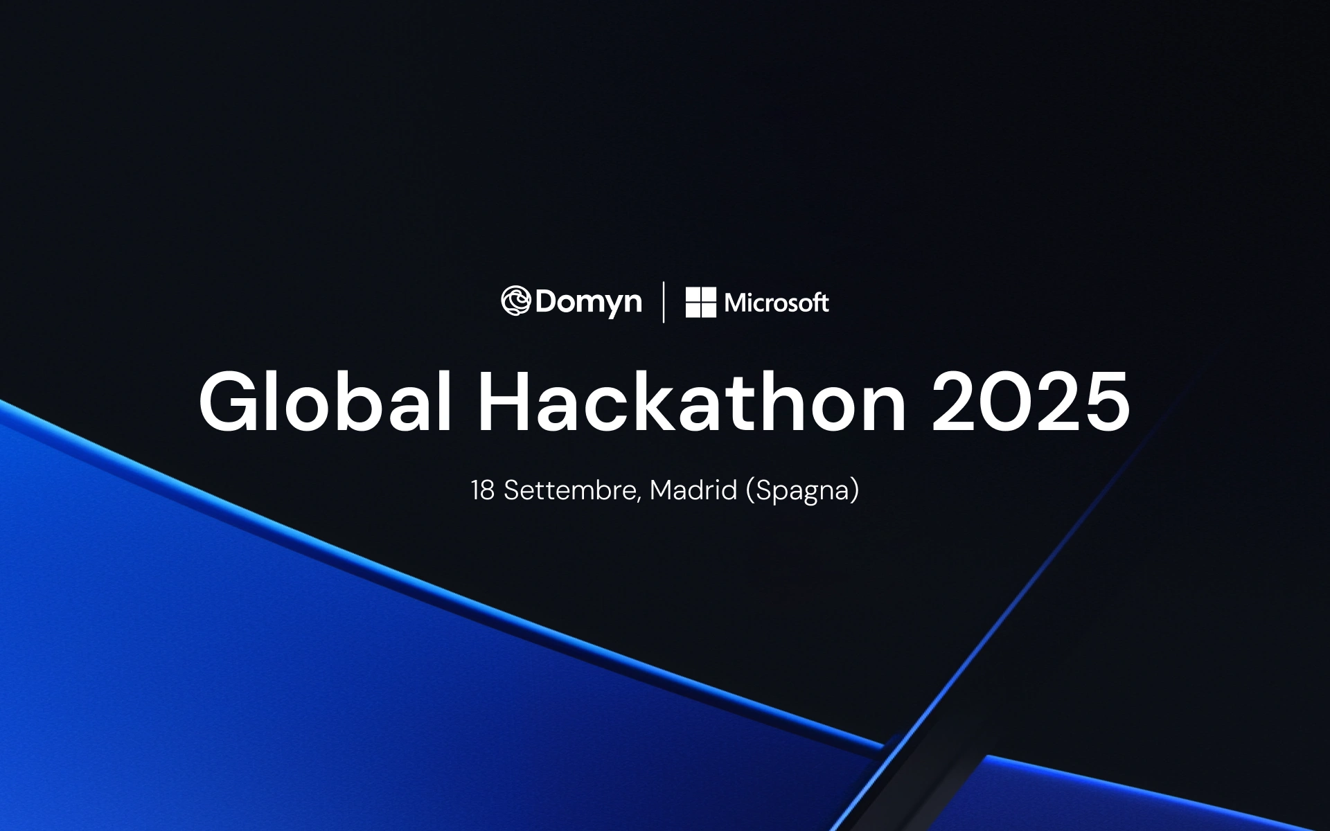 Lighi Domyn e Microsoft e due sfere geometriche sullo sfondo