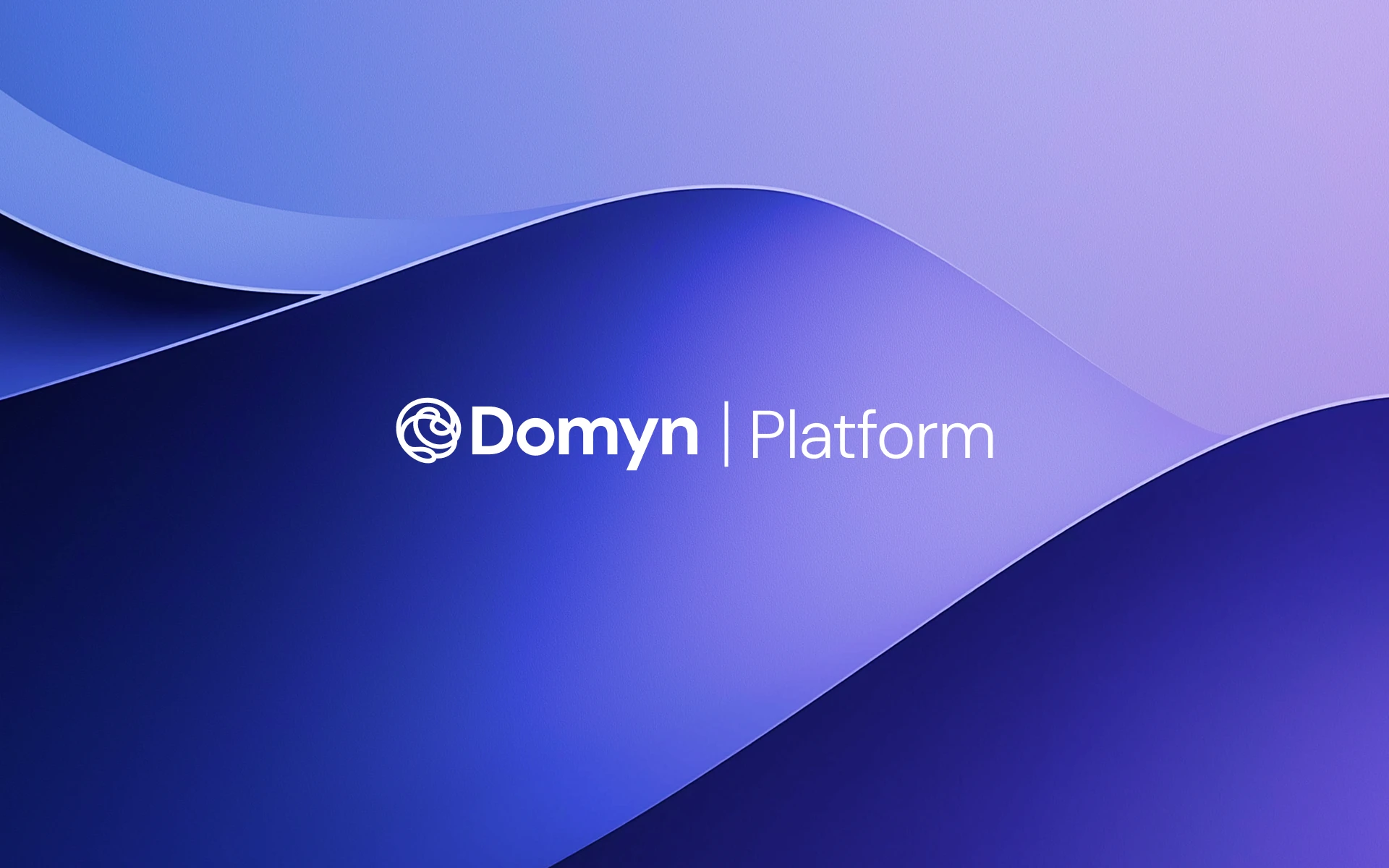 Domyn Platform logo con una forma geometrica viola sullo sfondo