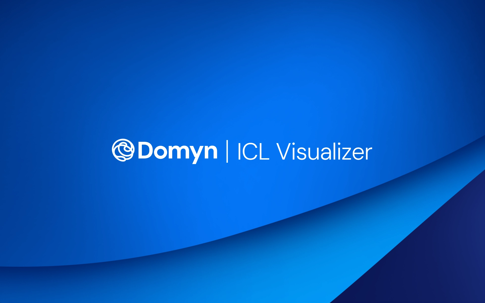 Domyn ICL Visualizer logo with an abstract blue shape in the background