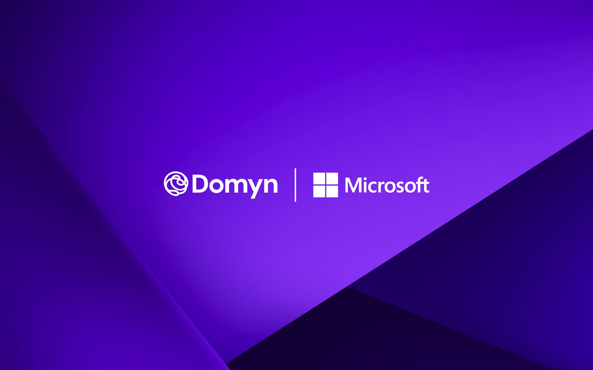 Domyn and Microsoft logo with geometric shape in the background