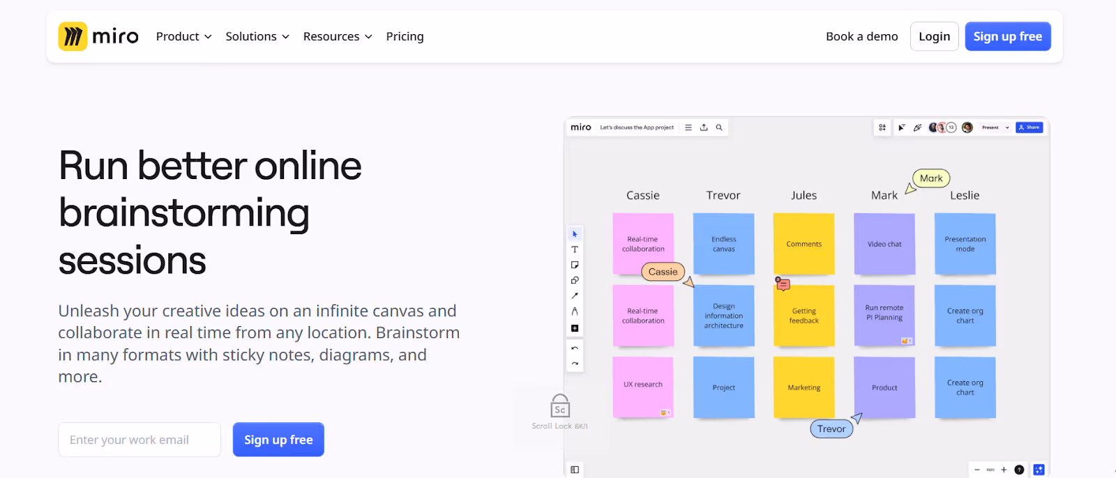 a screenshot of the miro landing page