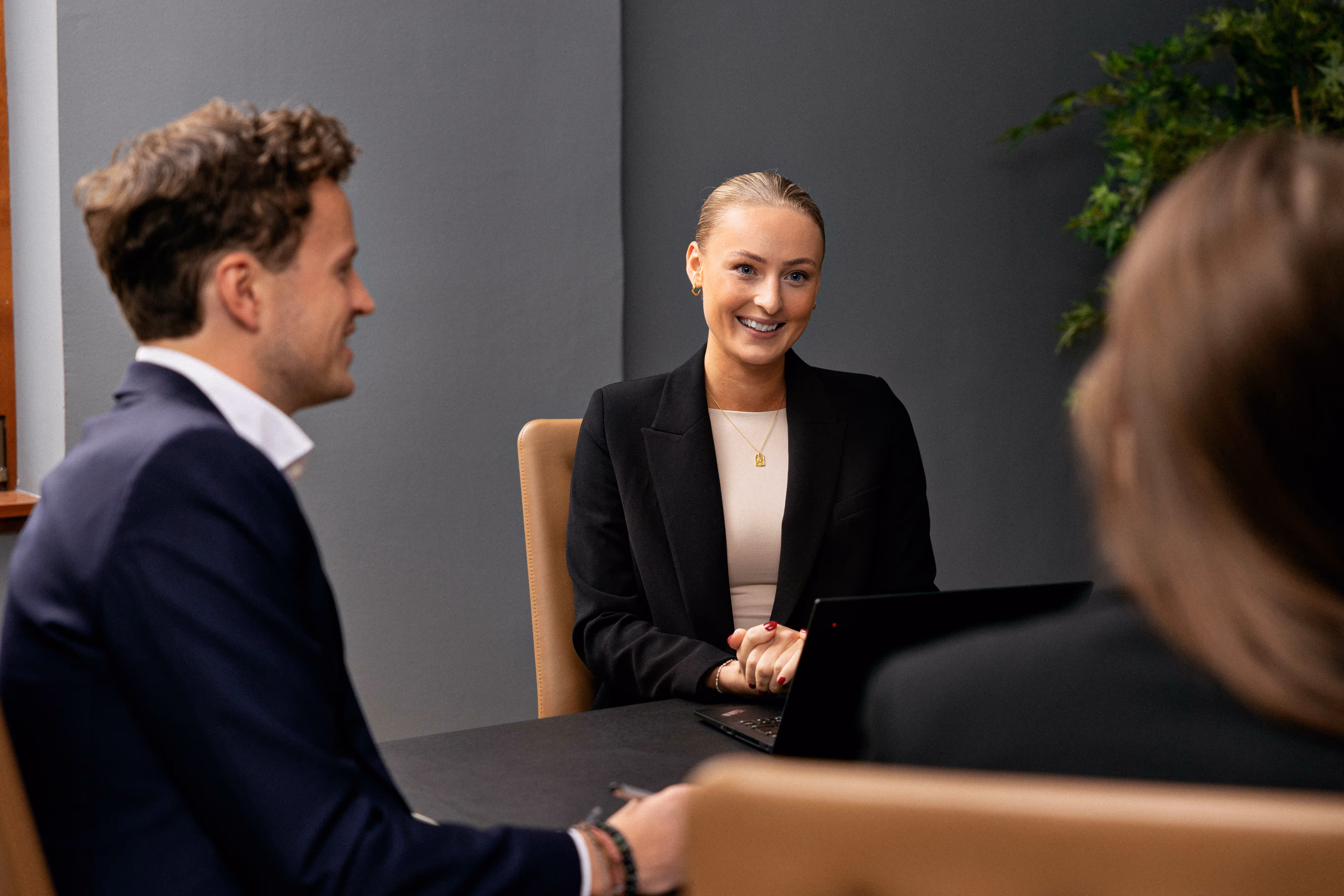 Lady and man in office recruitment