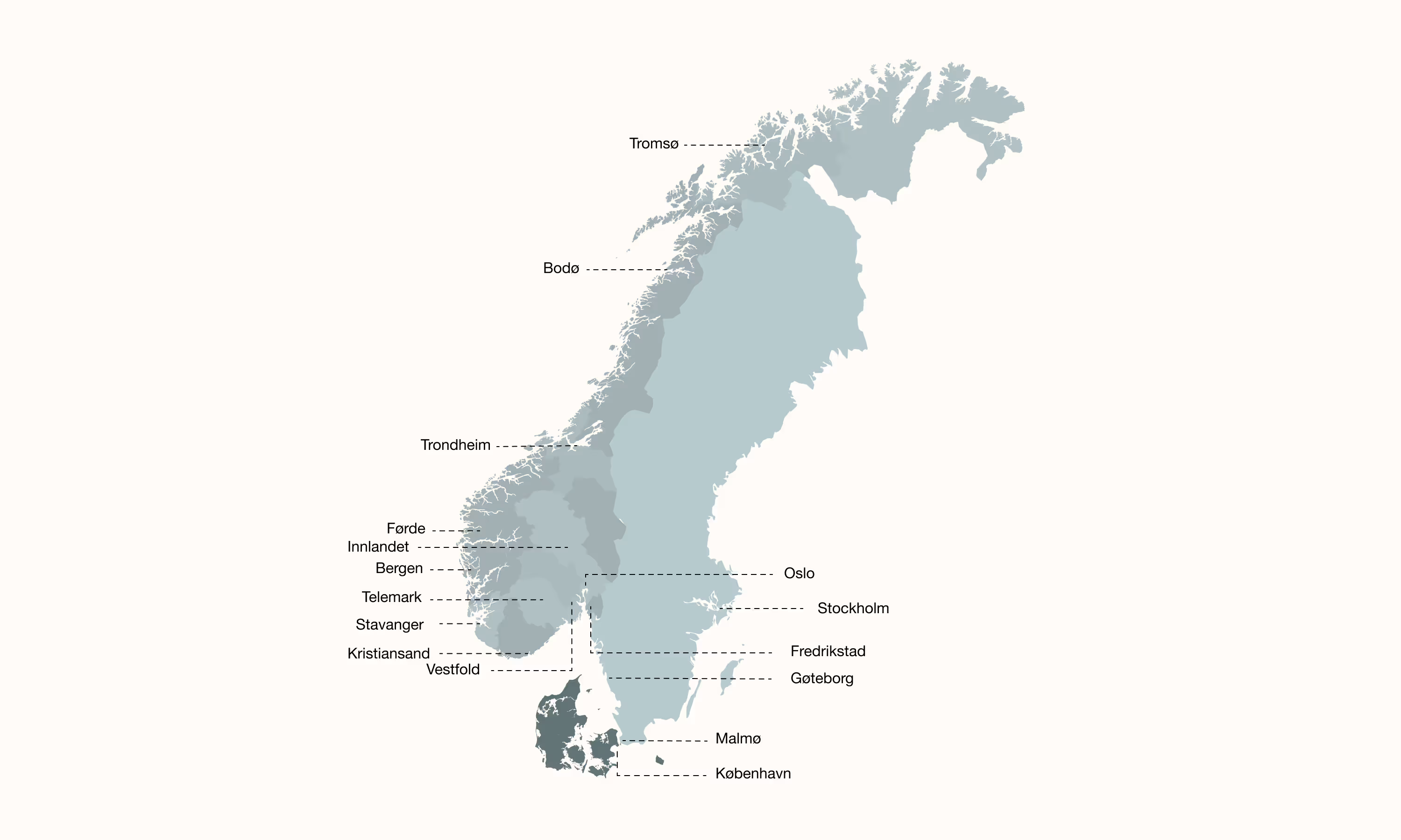 Map of Norway and solved missions 