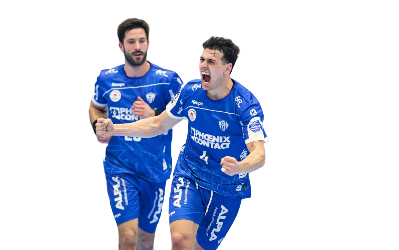 Jubelnde Spieler des TBV Lemgo Lippe