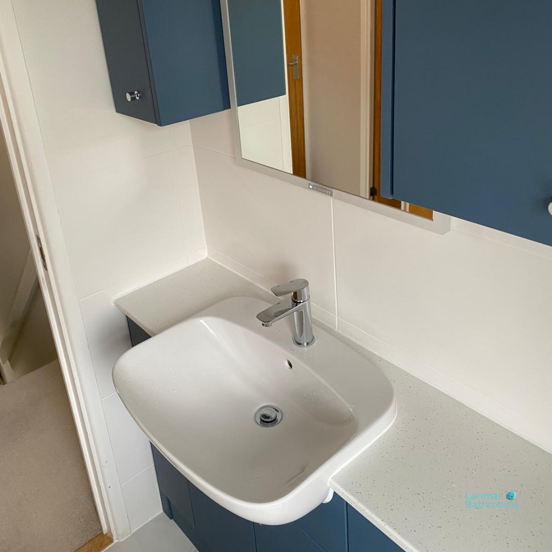 Completed bathroom renovation in Binfield with new bath and Porcelanosa wall tiles