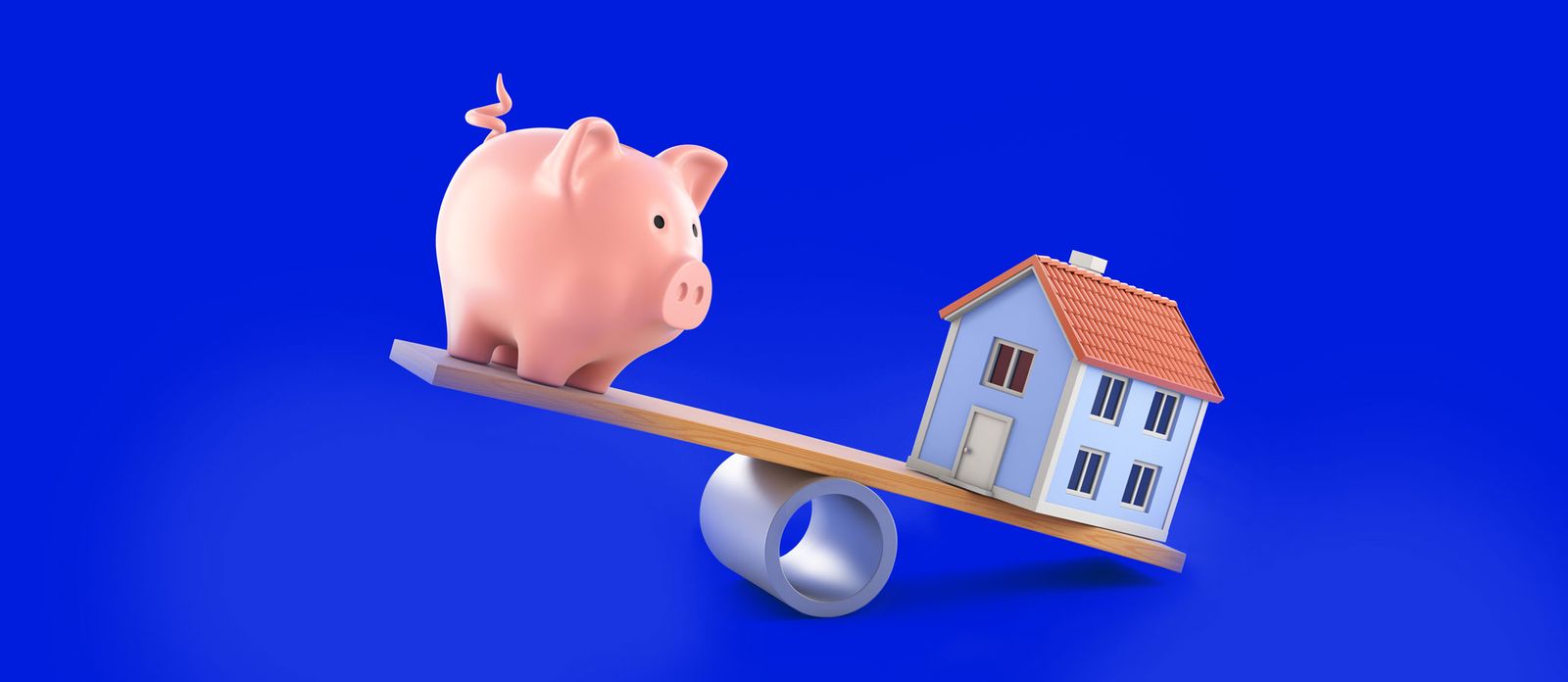 Piggy bank seesaw house. Should You Save for Retirement Or a House Down Payment?