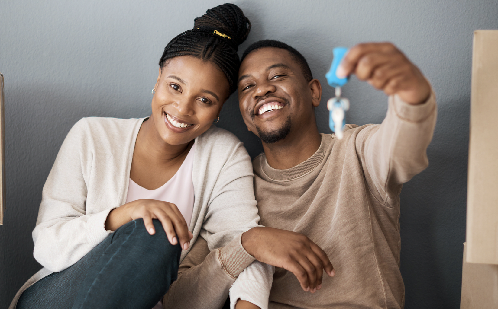 Young couple in new home