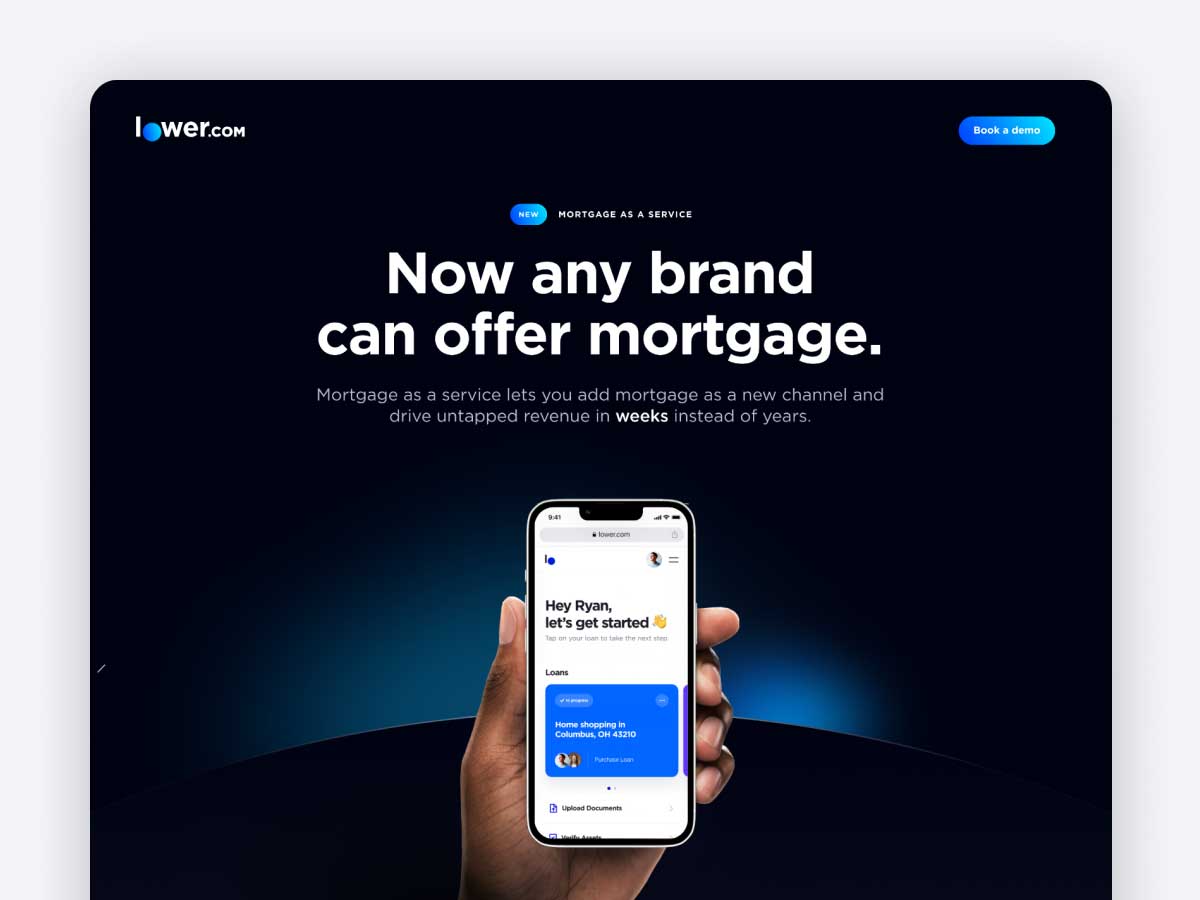 Lower mortgage as a service landing page