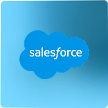 Salesforce logo white text in blue cloud shape on light blue background.
