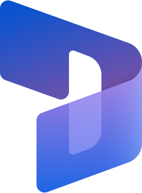 Abstract blue gradient icon with a stylized letter D shape, part of Microsoft Dynamics logo branding.