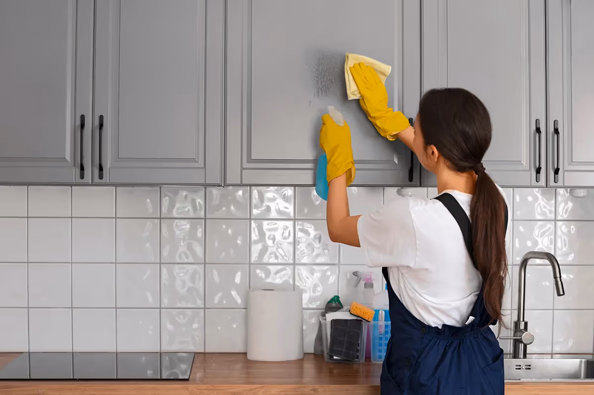 Woman doing a deep clean service in London