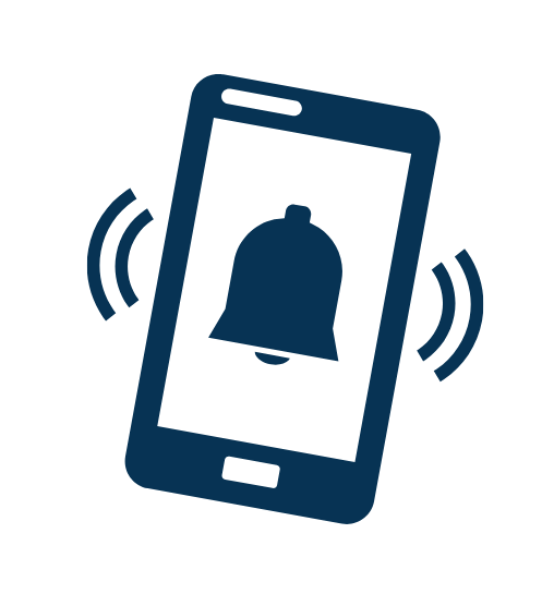 An icon showing an alert on a mobile phone