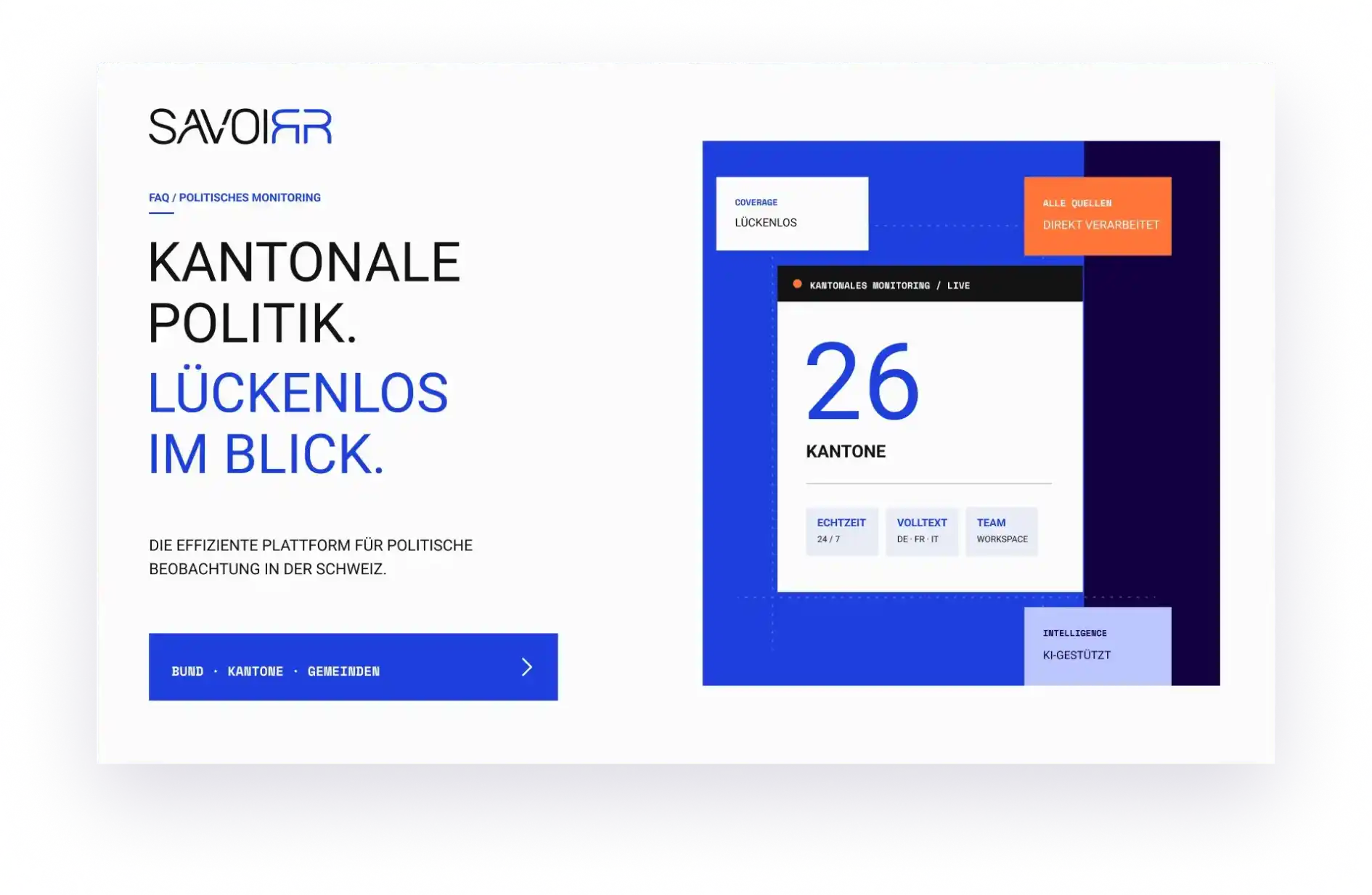 Was ist eine effiziente Plattform für die politische Beobachtung in der Schweiz mit Fokus auf Kantone?