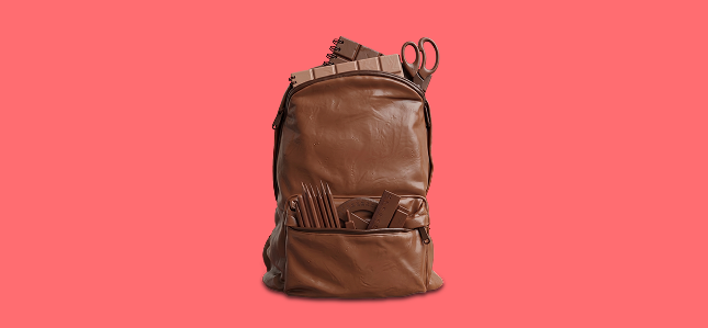 A backpack made of chocolate