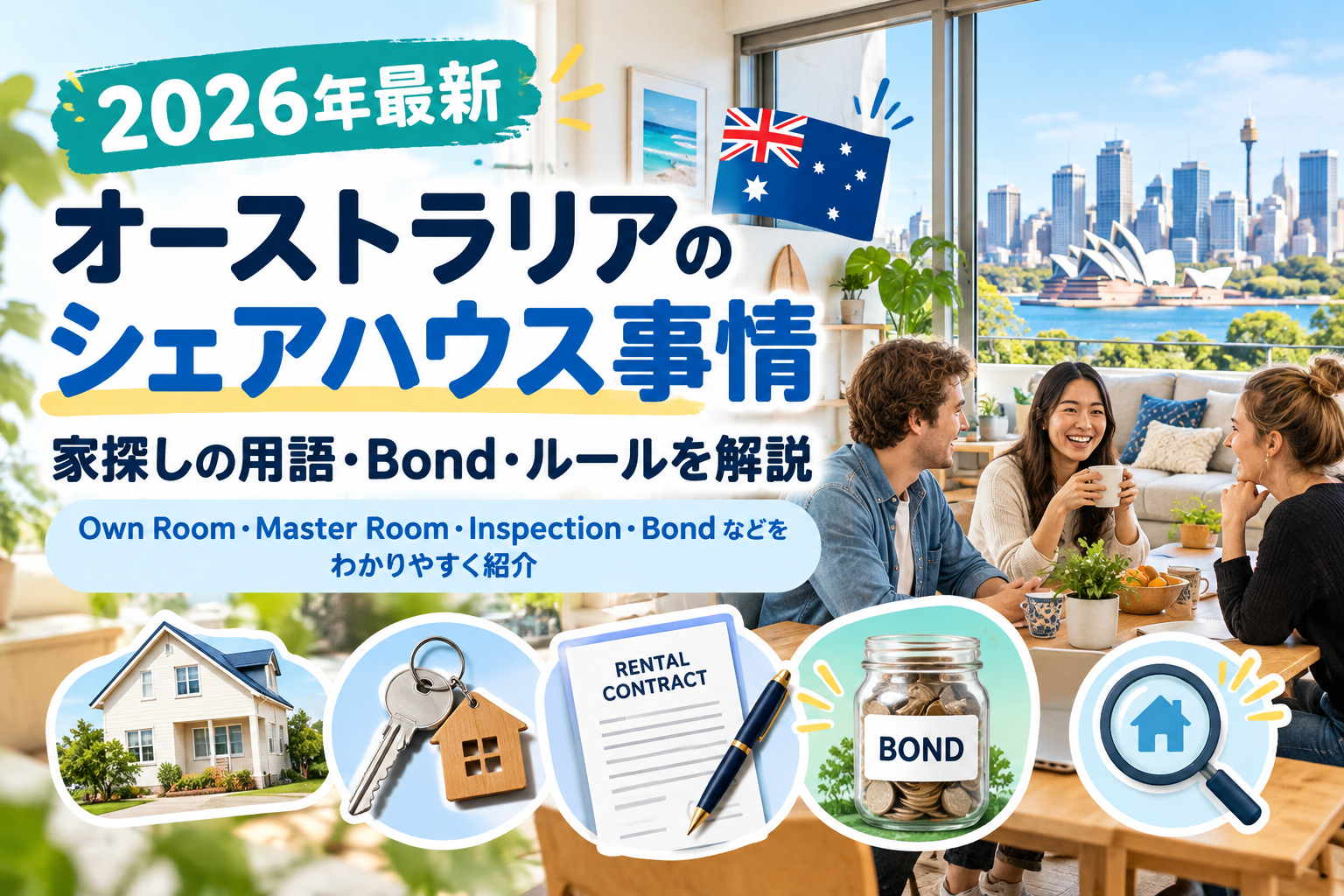 2026年最新｜オーストラリアのシェアハウス事情｜家探しの用語・Bond・ルールを解説