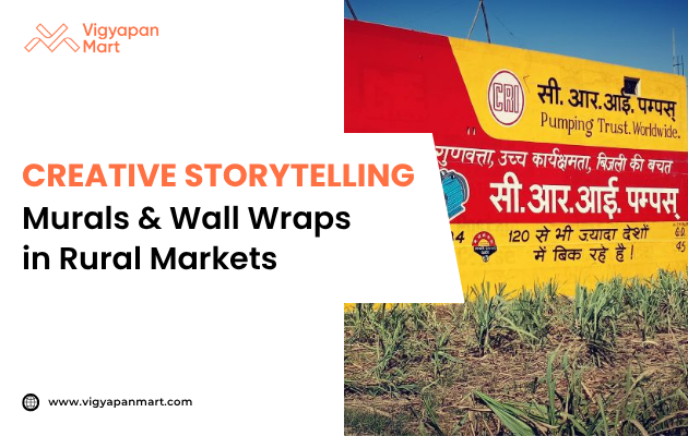 Murals and wall wraps in rural markets, featuring vibrant, hand-painted advertisements and storytelling visuals on building exteriors, showcasing how creative outdoor advertising engages local communities and enhances the rural landscape.