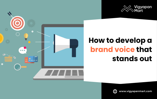 A visual guide illustrating the process of developing a brand voice that stands out. The image features a diagram with key steps: defining brand personality, understanding target audience, selecting appropriate tone and language, and maintaining consistency across all communication channels. The text emphasizes the importance of authenticity and alignment with brand values to create a distinctive and engaging brand voice.