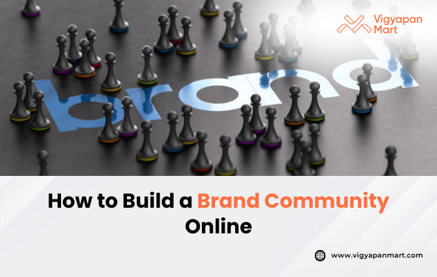 Colorful game pieces surround the word "brand" in a visually engaging layout, promoting online brand community building.