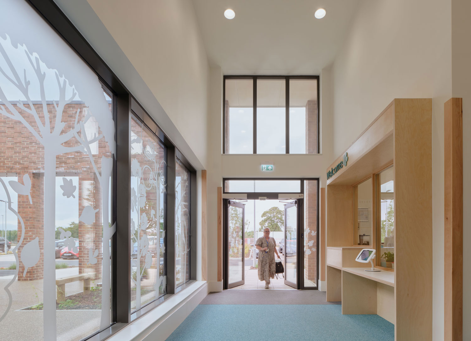 The entrance foyer at Hawthorns. The window on the left displays student's manifestations