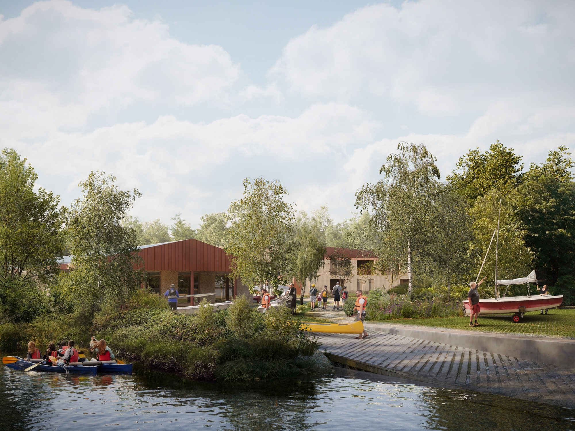 A view of the scheme from the water. The view looks to the Operations and Safety Zone