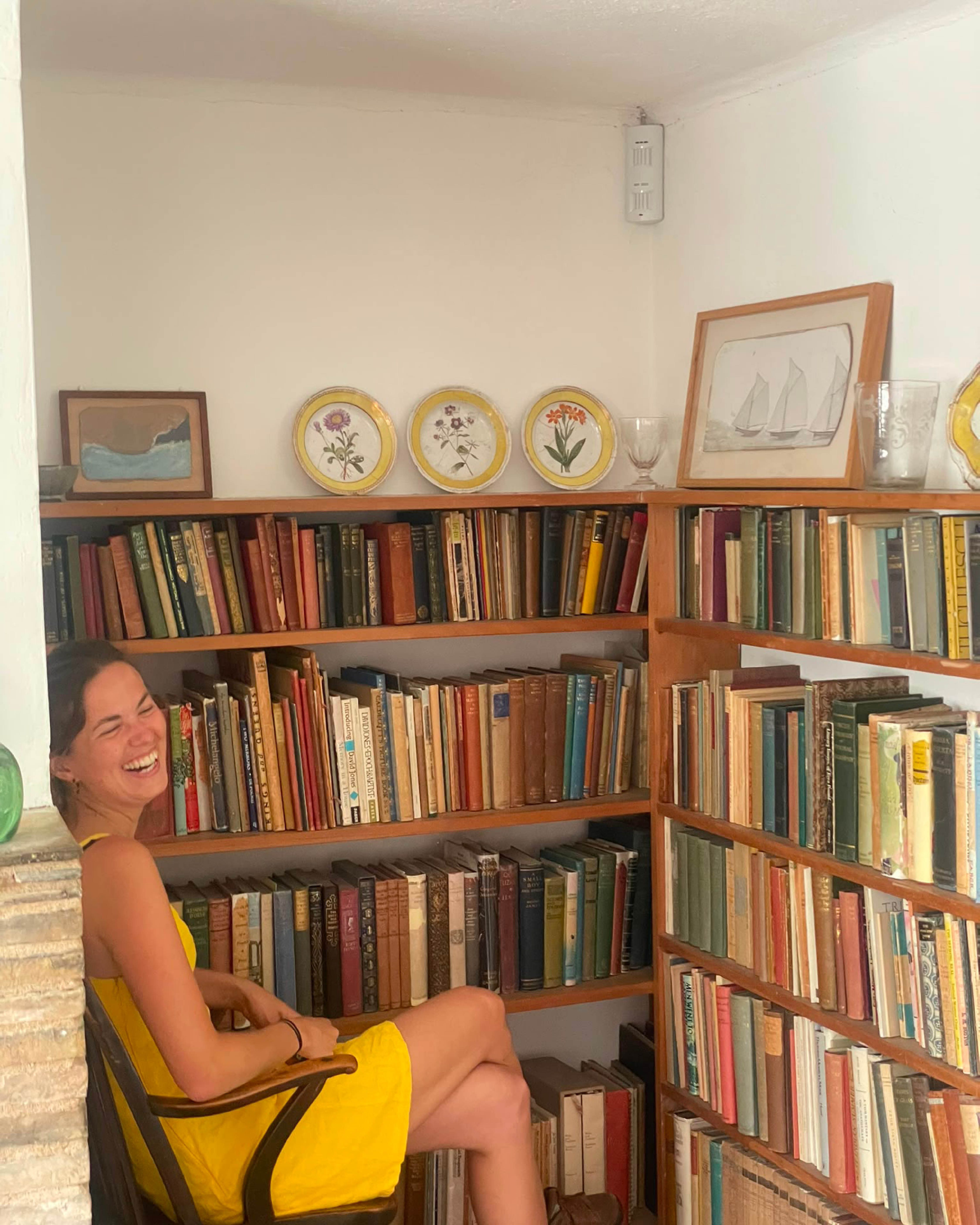 Susie in a book corner at Kettles Yard